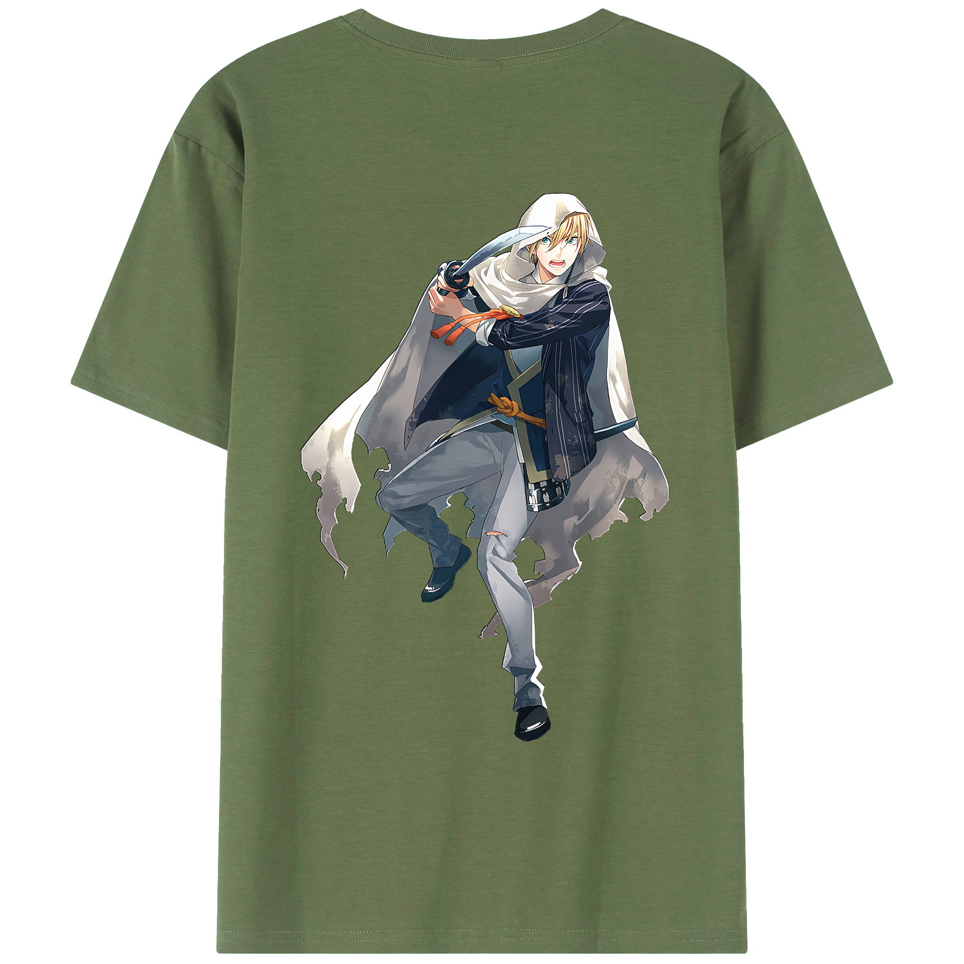 （画像用） 刀剣乱舞 Touken Ranbu 綿100％ メンズ半袖Tシャツ（バックプリント） 通気性